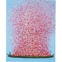 Kare Leinwandbild Flower Boat, Blau Pink 30x40cm