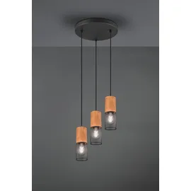Trio 3er Pendelleuchte Tosh schwarz matt, Holz, 3-flammig