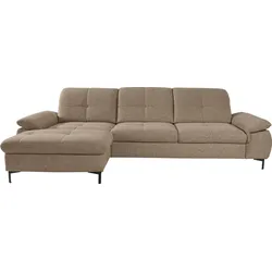 Ecksofa ALINA "Melina", grau (graubeige tta 4), B:274cm H:100cm T:203cm, Struktur TTA (100% Polyester), Sofas, In 2 Breiten, Wahlweise mit und ohne Bettfunktion