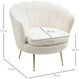 Homcom Polstersessel Weiß Kunststoff, 79x77x77 cm, Wohnzimmer, Sessel Polstersessel