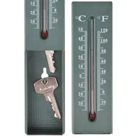 esschert design Fensterthermometer Esschert Design Thermometer mit Schlüsselversteck Versteck für Schlüssel Ablage, Thermometer Schlüsselversteck grün