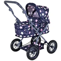 Knorrtoys 63443 - Puppenwagen First Princess Star Blue Pink, klappbar, Schieberhöhe: 40-66cm