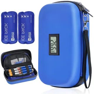Insulin Kühltasche, Insulin Pen Tasche, Insulin Kühlbox, mit 2 Kühlakkus, Medizinische Kühltasche für Insulin-Pens, Diabetes-Zubehör & Medikamente