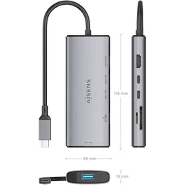 AISENS ASUC-6P029-GR USB-C Dockingstation + USB Hub, Grau