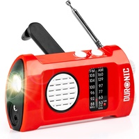 Duronic Ecohand Dynamo Radio AM/FM, wiederaufladbar – Kurbelradio - mit integrierter LED Taschenlampe, Handkurbel/Outdoor/Camping/Wandern