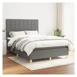 vidaXL Boxspringbett mit Matratze Dunkelgrau 140x200 cm Stoff