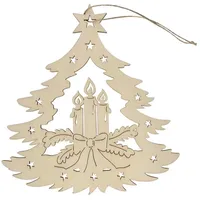 Hti-Living Fensterbild Holz 4er Set Adventskerze beige