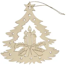 Hti-Living Fensterbild Holz 4er Set Adventskerze beige