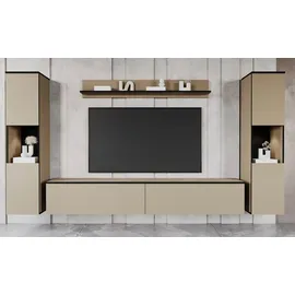 INOSIGN Wohnwand »PARIS, Vitrine Türanschlag links/rechts wechselbar« Komplett-Set, 4 Stk. tlg., beige