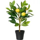 Everlands Kunstpflanze Zitronenbaum CITRON, Gelb - Grün - H 43 cm - schwarzer Kunststofftopf