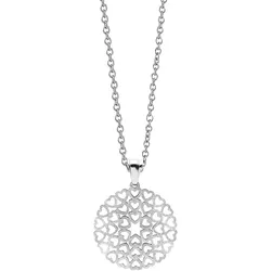 Kette mit Anhänger FIRETTI "Schmuck Geschenk Herzen", silber (edelstahlfarben), Halsketten, Damen, Edelstahl, L: 50cm B: 1,4mm, B:1,4mm