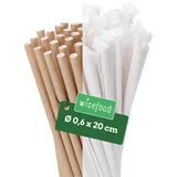 Wisefood® Strohhalme Papier [20 cm Ø 6] Party Deko [Einzeln verpackt - Braun] alternative Strohhalme Plastik-frei für Geburtstag Hochzeit DIY [500 Stk] für Getränke Cola Energy Drink Limo Bio