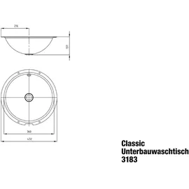 Kaldewei Classic Unterbauwaschtisch Ø 36 cm (910106003001)