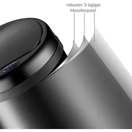 monzana Monzana® Mülleimer Küche mit Sensor Edelstahl USB Ladekabel Berührungslos Deckel Hygienisch Papierkorb Automatik Abfalleimer Wasserdicht Büro