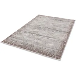Teppich ASTRA "Vercelli 234 Kurzflorteppich", beige (beige, creme), B:200cm H:9mm L:290cm, Kunstfaser, Teppiche, Fransenteppich, wollig weiche Oberfläche, mit Fransen, 3-D Effekt, Wohnzimmer