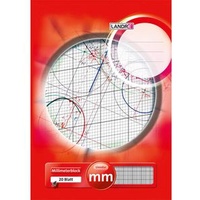 Landré LANDRE 100050433 Millimeter-Block A3 80 g/m2 Millimeter-Papier 20 Blatt Kopfgeleimt Linienfabe rot Rasterpapier Geometrie