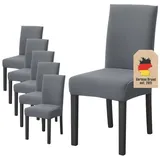 Intirilife 6x Elastischer Stuhlhusse Stuhlüberzug in GRAU mit 38 - 45 cm Sitzfläche und 45 - 65 cm Lehnenhöhe