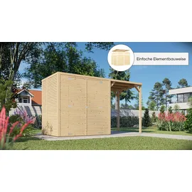 BERTILO KONIFERA Beno 2 Plus Fineline Flachdach", BxT: 373x170 cm mit Anbaudach