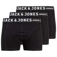 JACK & JONES PLUS Herren Jacsense Trunks 3-pack Noos Pls Boxer Shorts, Black/Detail:black & Black, 6XL EU