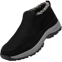 Outdoor-Sportschuhe für Herren mittleren Alters und ältere Menschen, Schneestiefel, Winter, rutschfest, Baumwolle, warm, innen, hohe Stiefeletten, Schwarz , 49 EU - 49 EU