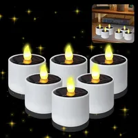 HuaMuDM 6 Stück Solar Teelichter,Solar LED Kerzen,Solarkerzen Lichter,Solar Teelichter outdoor wasserdichte,Wiederaufladbare LED Solar Teelicht außen,geeignet für Festival, Party, Heimdeko