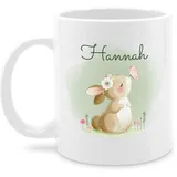 Tasse Tassen 325ml - Süßer Hase Bunny Rabbit Hasen Kaninchen - 325 ml - Weiß - name personalisierte kinder hasenmotiv tasse. ostern osterhasen osterhase oster osterngeschenke waldtiere häschen