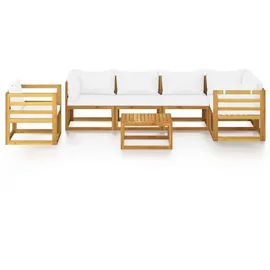 vidaXL Garten-Lounge-Set 7-tlg. creme Akazie