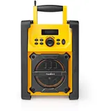 Nedis FM-Radio | Tisch Ausführumg | FM | Batteriebetrieben/Netzstromversorgung | Digital | 15 W | Monitorgröße: 2.2" | Blau-weiß Monitor | Bluetooth® | IPX5 | Tragegriff | Gelb/Schwarz