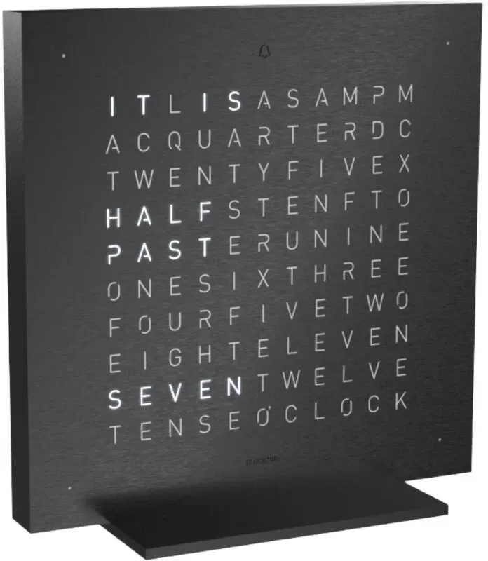 QLOCKTWO Earth 13.5 Steel Series Deep Black Englisch