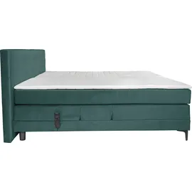 Alina Boxspringbett ALINA "Powell", grün (opalgrün dmo 123), B:192cm L:212cm, Samt DMO (100% Polyester), Komplettbetten, Boxspringbett, inkl. Motor, Matratze und Topper, in unterschiedlichen Ausführungen