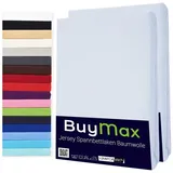 Buymax Spannbettlaken 2-er Set, Doppelpack, Bettlaken, Jersey 100% Baumwolle, Gummizug: rundum, (2 Stück), 90x200 100x200 140x200 160x200 180x200 cm, Matratzen bis 25 cm Höhe weiß 140 cm x 200 cm