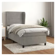 vidaXL Boxspringbett mit Matratze Hellgrau 180x200 cm Samt