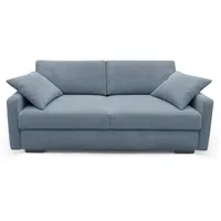 Schlafsofa Dauerschläfer Couch Amadeo de Luxe Cord blaugrau Boxspring Bettkasten