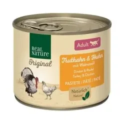 REAL NATURE Original Nassfutter Katze, Adult, Truthahn & Huhn mit Walnussöl 24x200 g