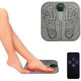 EMS Fußmassagegerät, Fussmassagegerät Elektrisch mit 8 Modi & 19 Levels mit Fernbedienung, USB Tragbare Massagematte für Muskelschmerzlinderung und Durchblutungsförderung