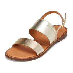 Sandale MARC O'POLO "aus Rindleder mit Glanz-Effekt", Damen, Gr. 41, champagner metallic, Obermaterial: 100% Leder (Rind), unifarben, Schuhe