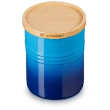 Le Creuset Vorratsdose mit Holz-Deckel, Steinzeug, 540 ml, 10 cm, Azure,