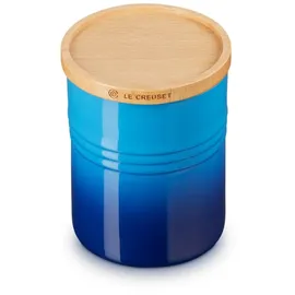 Le Creuset Vorratsdose mit Holz-Deckel, Steinzeug, 540 ml, 10 cm, Azure,