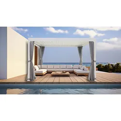 Pavillon KONIFERA "Palma", weiß (grau), B/H/T: 394cm x 244cm x 304cm, Pavillons, Pergola, mit Lamellendach, Sockelmaß: 300x300 cm oder 400x300 cm