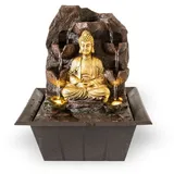 Lemodo Zimmerbrunnen Buddha mit LED-Beleuchtung, Dekobrunnen für die Wohnung, Motiv Dhyana