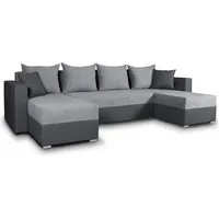 Wohnlandschaft mit Schlaffunktion Beno - U-Form Couch, Ecksofa mit Bettkasten, Couchgranitur mit Bettfunktion, Polsterecke (Dunkelgrau + Grau (Caye... - Dunkelgrau/Grau