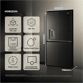 Haier HCR79F18CHMB French Door (700 l, 1825 mm hoch, Schwarz)