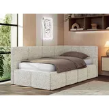 MKS JUGENDBETT ARVO 90/200 - Beige Strukture - Foam-Matratze - Rechts Seite