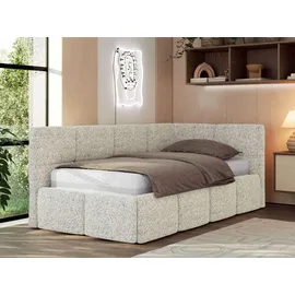 MKS JUGENDBETT ARVO 90/200 - Beige Strukture - Foam-Matratze - Rechts Seite