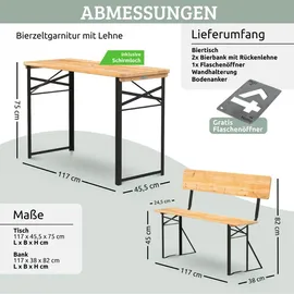 deluke Bierzeltgarnitur, Braun, Holz, Gartenmöbel, Gartenmöbel-Sets