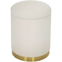 Homcom Sitzhocker mit Stauraum Hocker mit Stahlboden, Runder Fußhocker