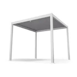 Blumfeldt LuminaHaven Pavillon 3x3 m verzinktes Lamellen-Stahldach schützt vor Sonne, Regen und Wind Weiß