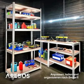 Arebos Schwerlastregal Metall 180x90x40 cm silberfarben 5 Böden 875 kg Traglast