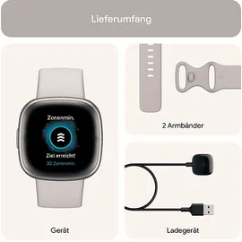 Fitbit Sense 2 aluminium platin/mondweiß
