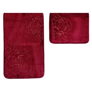 COFI Almina Badteppich Rot 2 teiliges Set
